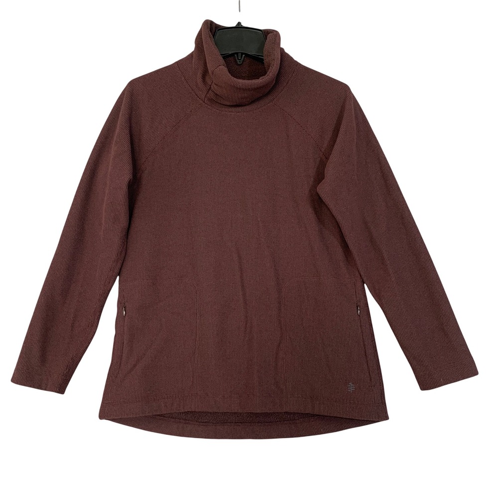 Royal Robbins Women's S Waffle Knit Mock Neck Fleece Pullover Mauve